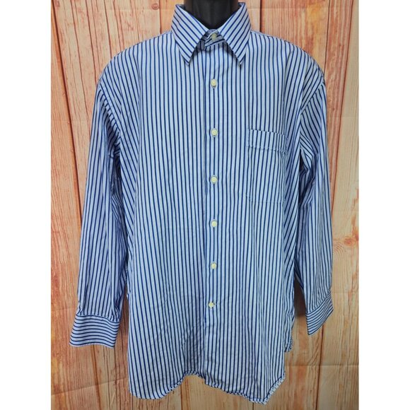 Tommy Bahama Mens Blue & White Striped Long Sleeve Button-Down Shirt Size 16 XL - Picture 1 of 7